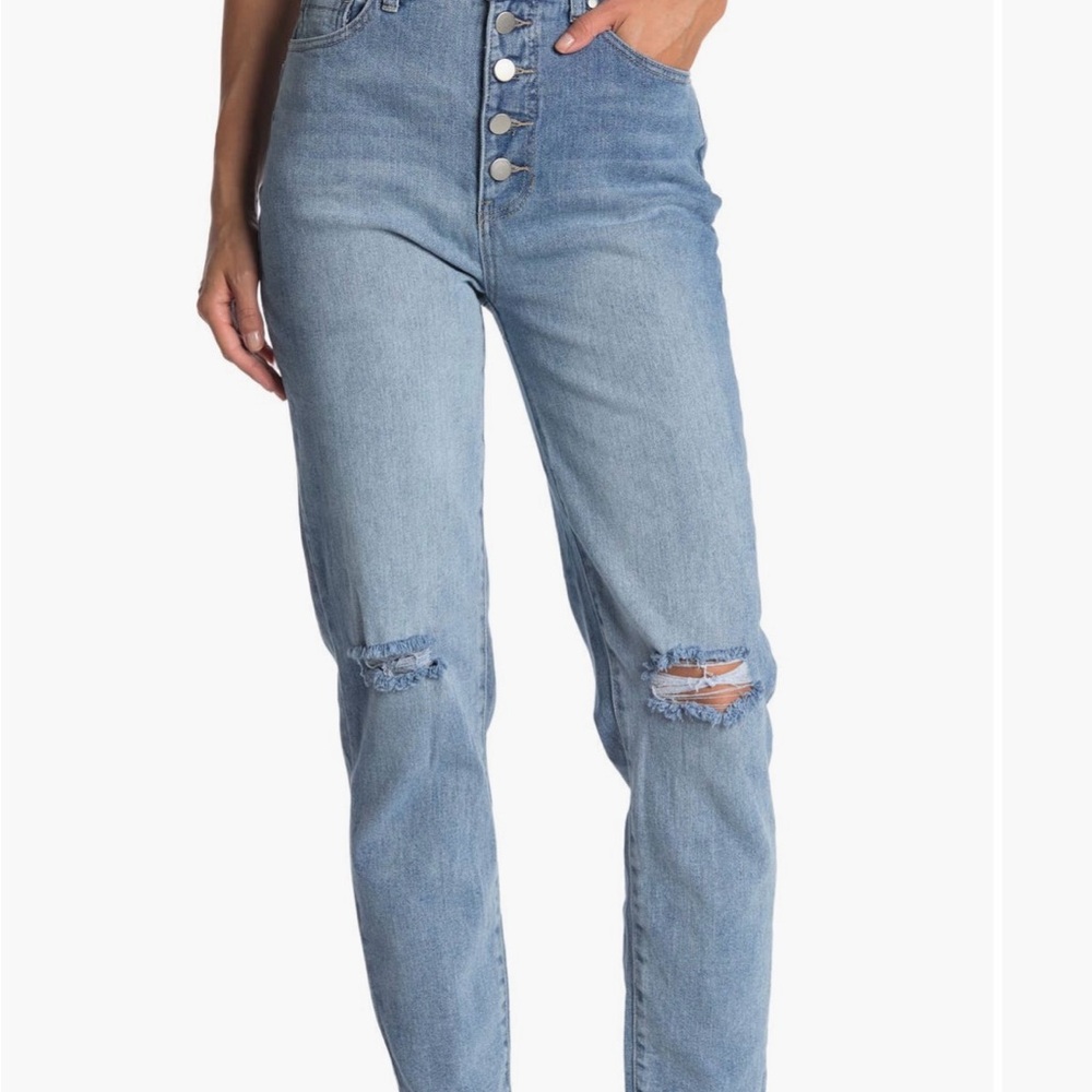 Abound High Waisted Button Fly Distressed Jeans